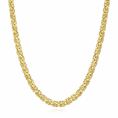 14K Yellow Gold 6mm Byzantine Necklace (Hollow) 17"