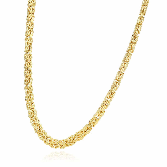 14K Yellow Gold 6mm Byzantine Necklace (Hollow) 17"