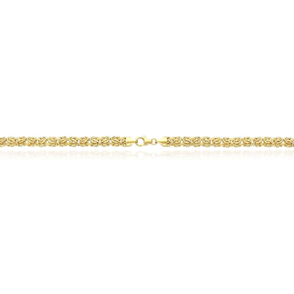 14K Yellow Gold 6mm Byzantine Necklace (Hollow) 17"