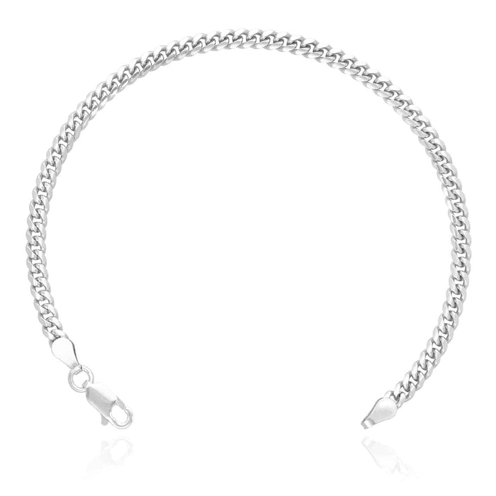 14K Yellow White Gold Over Sterling Silver 3.5mm Miami Bracelet (Solid Links) 7"