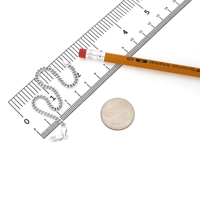 14K Yellow White Gold Over Sterling Silver 3.5mm Miami Bracelet (Solid Links) 7"