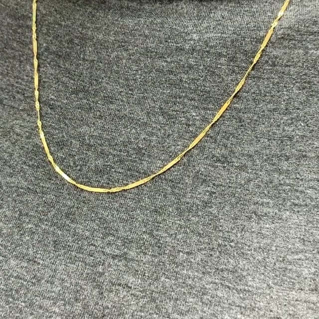 10K Yellow Gold 1.5mm Diamond-Cut Singapore Bar Chain (Solid Links) 16"-24"