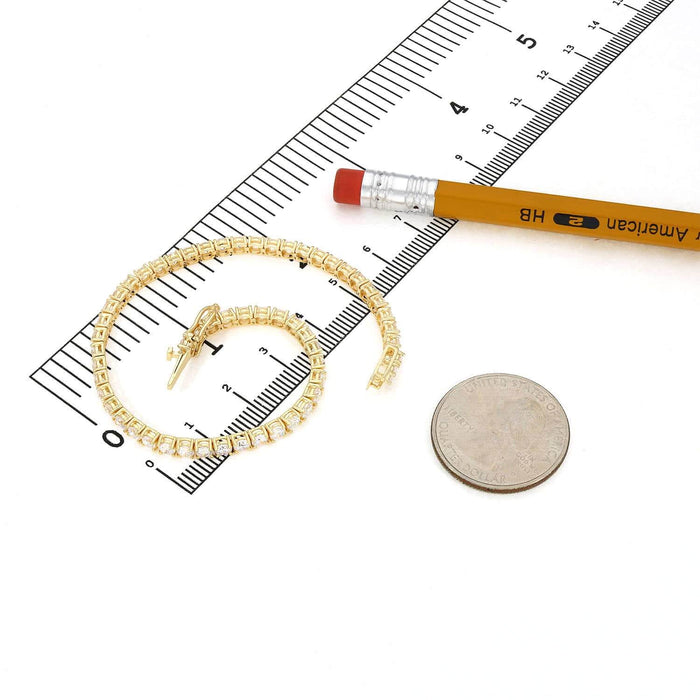 4.5CTW CZ 3mm 14K Yellow White Gold Tennis Bracelet 7"