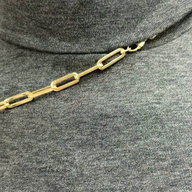 14K Yellow Gold 6mm Paperclip  Elongated Chain Necklace 16"-30"