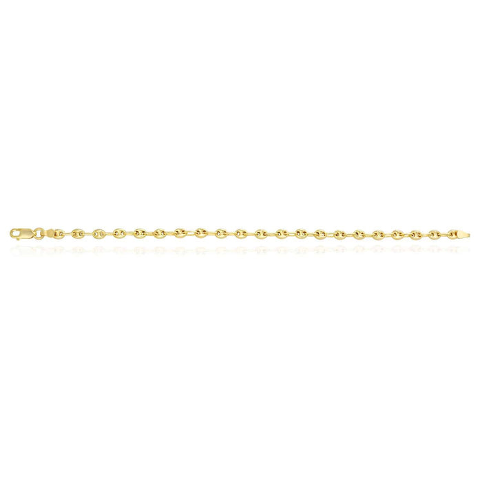 18K Yellow Gold Over Sterling Silver 4.5mm Puffed Mariner Bracelet (Solid Links) 7" 8"