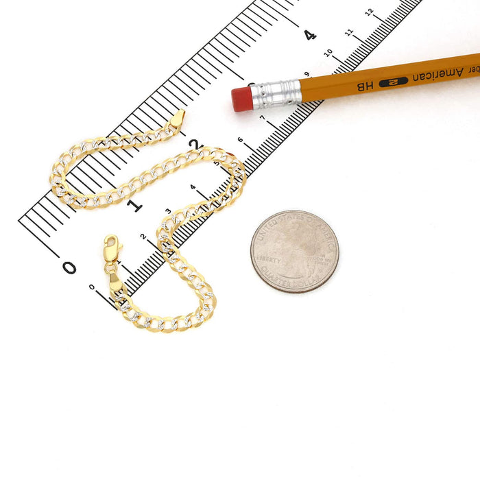 14K Yellow Gold 4.7mm Diamond-Cut Cuban Bracelet (Solid Links) 8.5"