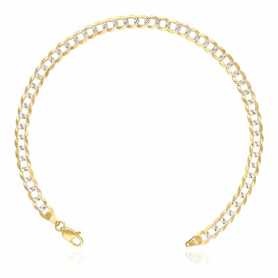 14K Yellow Gold 4.7mm Diamond-Cut Cuban Bracelet (Solid Links) 8.5"
