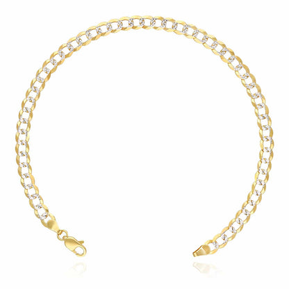 Solid 14K Yellow Gold 4.7mm Diamond-Cut Cuban Bracelet 8.5"