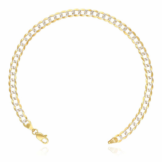 Solid 14K Gold Yellow 4.7mm Diamond-Cut Cuban Bracelet 8.5"
