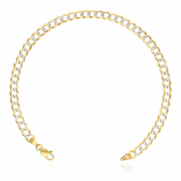 14K Yellow Gold 4.7mm Diamond-Cut Cuban Bracelet (Solid Links) 8.5"