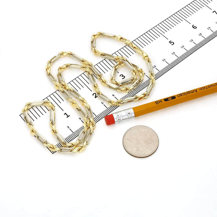 14K Two-Tone Gold 4mm Milano Figaro Rope Chain (Solid Links) 20"-26"