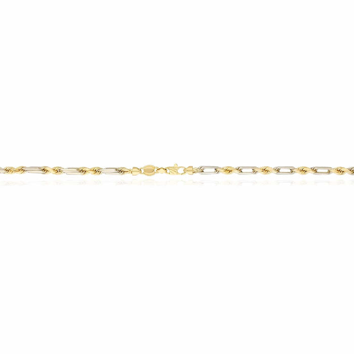 14K Two-Tone Gold 4mm Milano Figaro Rope Chain (Solid Links) 20"-26"