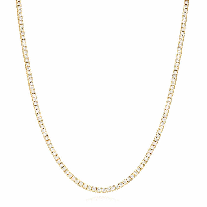 9CTW CZ 2.8mm 14K Yellow Gold Over Silver Tennis Necklace 15"-20"