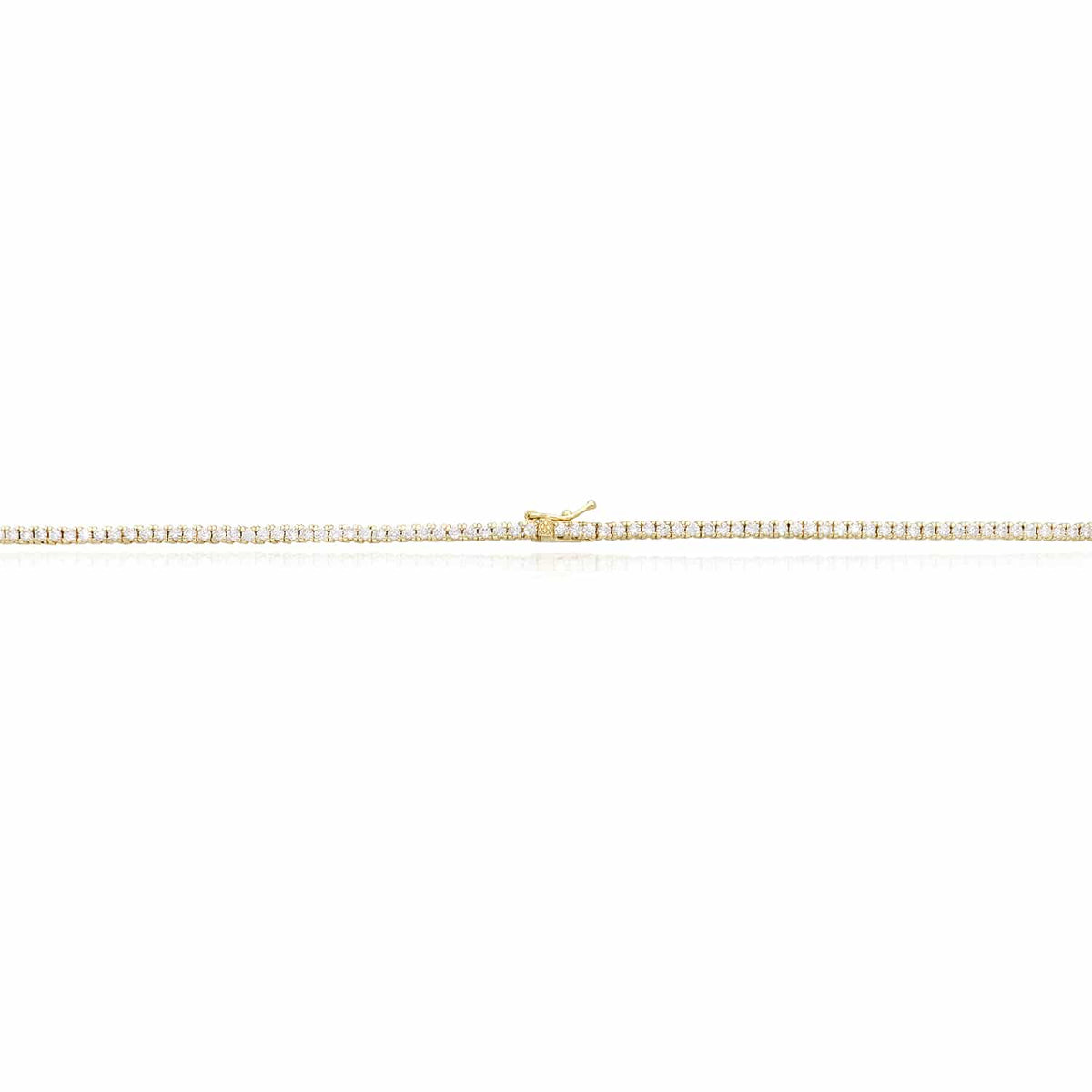 9CTW CZ 2.8mm 14K Yellow Gold Over Silver Tennis Necklace 15"-20"