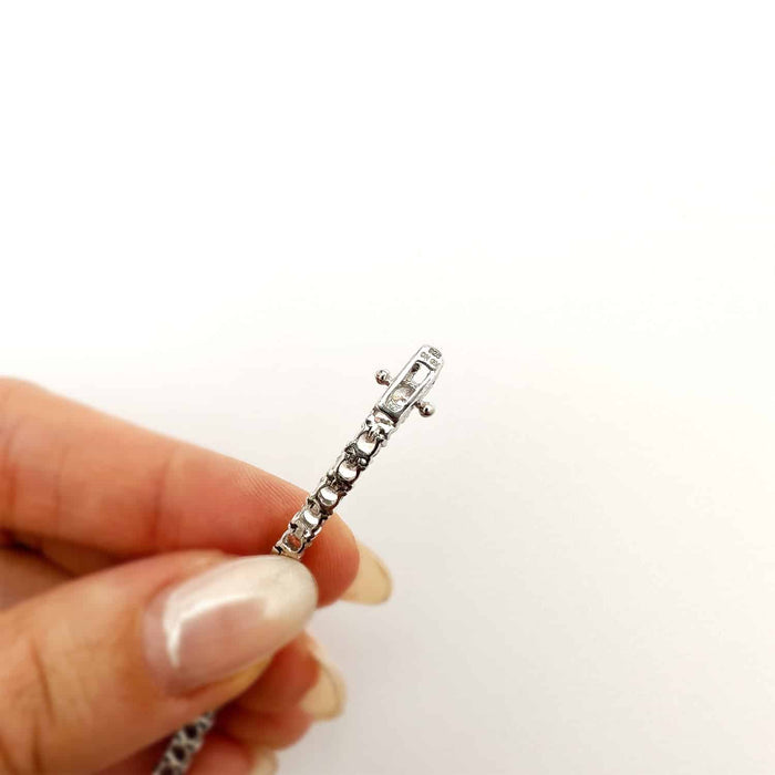 14K White Gold Over Silver White Zirconia 3mm Tennis Bracelet 5"-8"