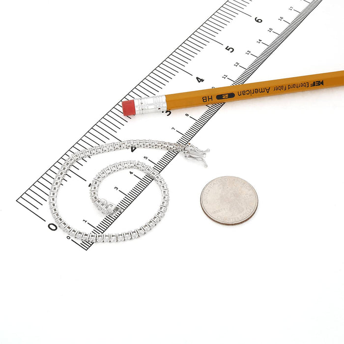 14K White Gold Over Silver White Zirconia 3mm Tennis Bracelet 5"-8"