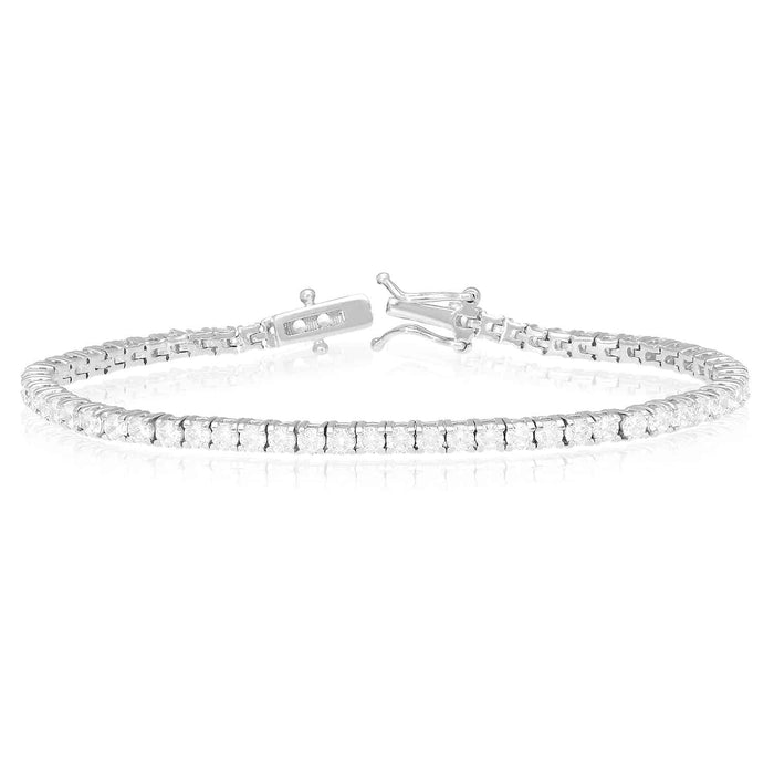 14K White Gold Over Silver White Zirconia 3mm Tennis Bracelet 5"-8"
