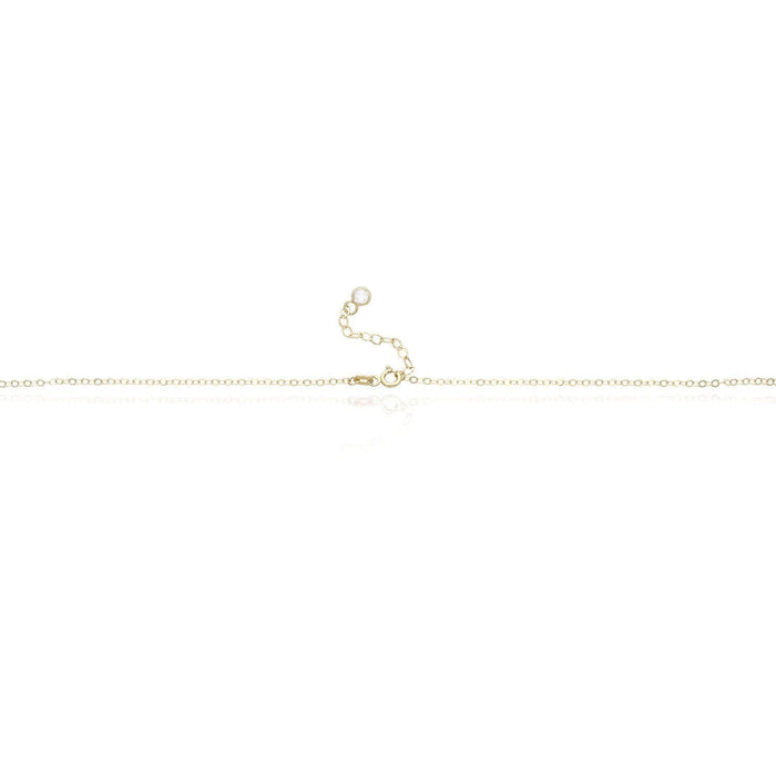 14K Yellow Gold Initial CZ Station Cable Necklace (Solid Links) 17"-18" Adjustable