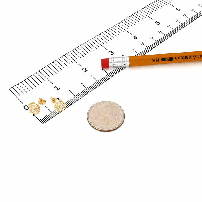 0.40CTW CZ Pave 14K Yellow Gold Round Cluster Stud Earrings