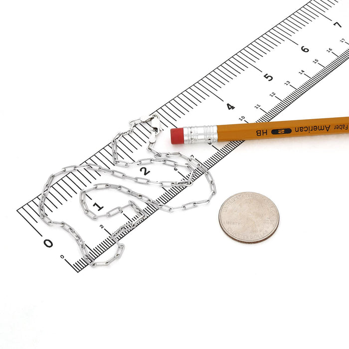 Sterling Silver 2.5mm Paperclip Chain (Solid Links) 16"-24"