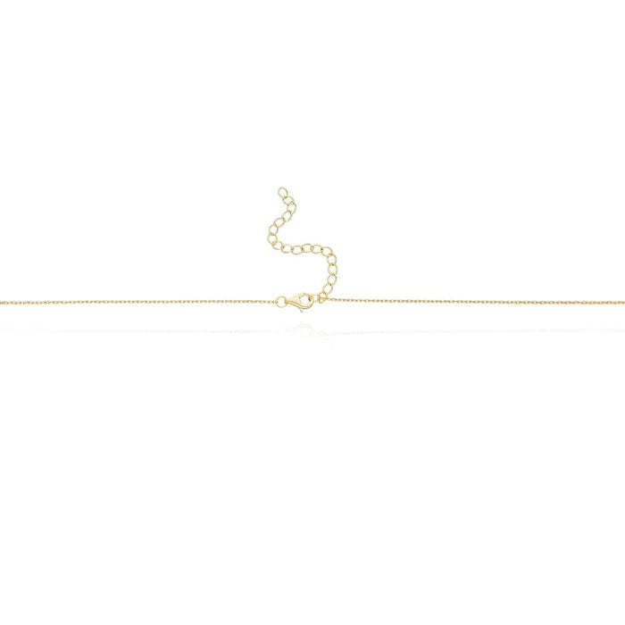 14K Yellow White Gold Over Sterling Silver CZ MAMA Plate Cable Necklace (Solid Links) 16"-18" Adjustable