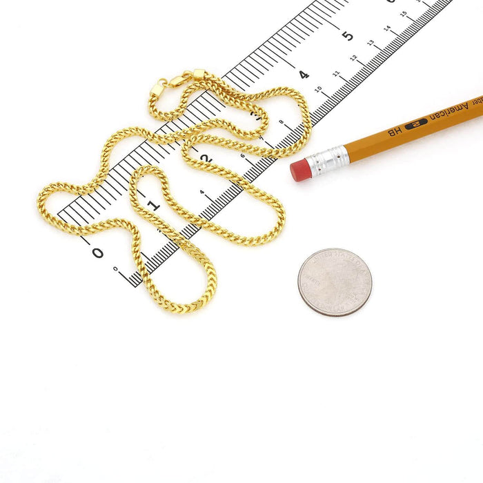 14K Gold Over Sterling Silver 3mm Franco Chain (Hollow) 16"-26"