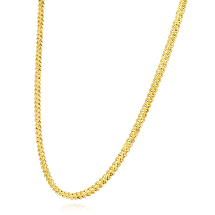 14K Gold Over Sterling Silver 3mm Franco Chain (Hollow) 16"-26"
