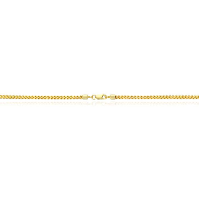 14K Gold Over Sterling Silver 3mm Franco Chain (Hollow) 16"-26"
