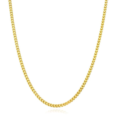 14K Gold Over Sterling Silver 2.5mm Franco Chain (Hollow) 16"-26"