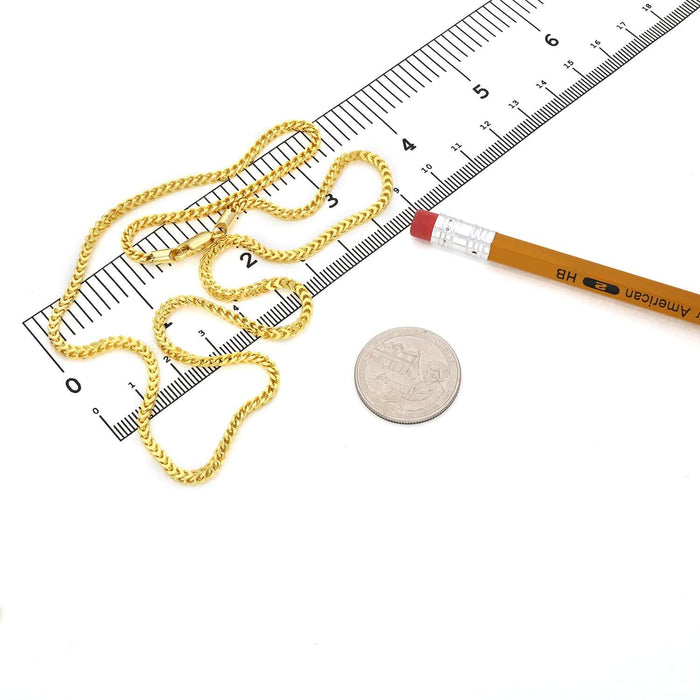 14K Gold Over Sterling Silver 2.5mm Franco Chain (Hollow) 16"-26"