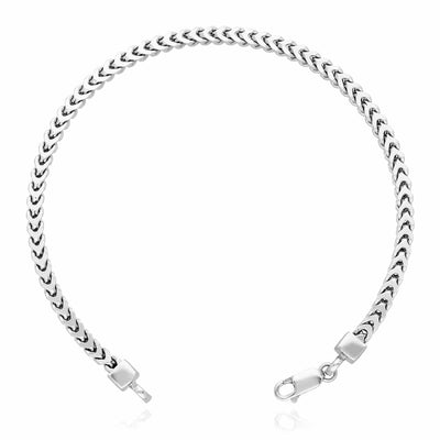 Sterling Silver 3.5mm Franco Bracelet (Hollow) 7"-9"