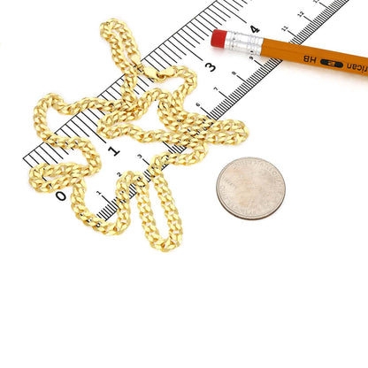 Solid 14K Gold Over Silver 5mm Cuban Chain 16"-30"
