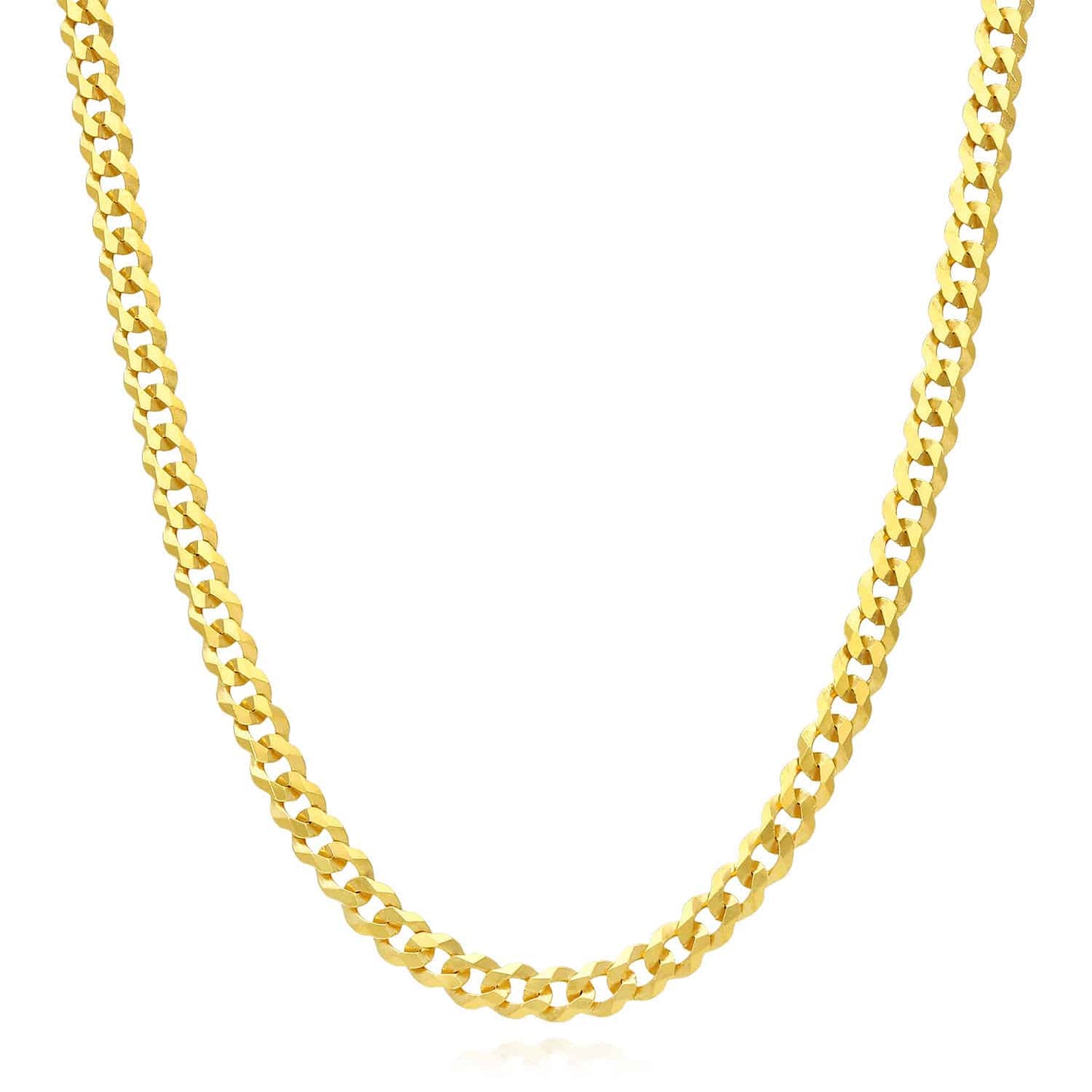 Solid 14K Gold Over Silver 5mm Cuban Chain 16"-30"