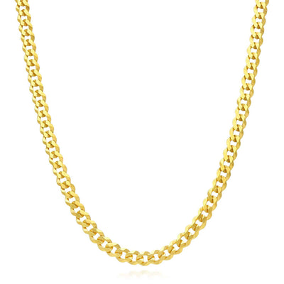 14K Yellow Gold Over Sterling Silver 5mm Cuban Chain (Solid Links) 16"-30"