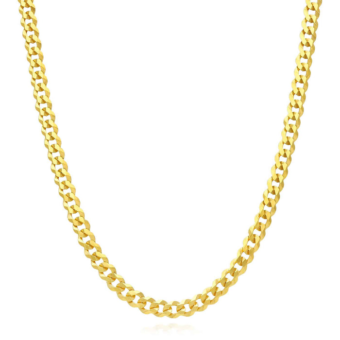 14K Yellow Gold Over Sterling Silver 5mm Cuban Chain (Solid Links) 16"-30"