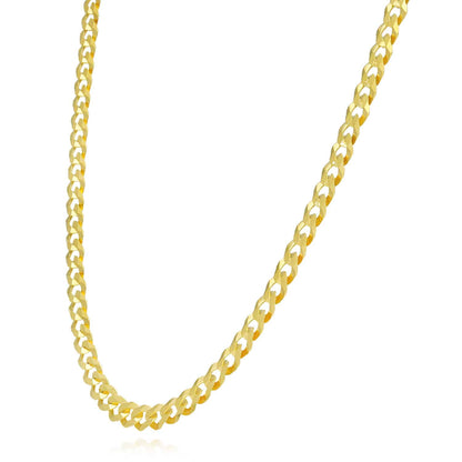 Solid 14K Gold Over Silver 5mm Cuban Chain 16"-30"