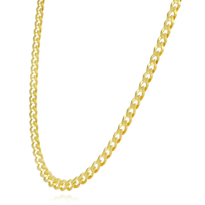 14K Yellow Gold Over Sterling Silver 5mm Cuban Chain (Solid Links) 16"-30"