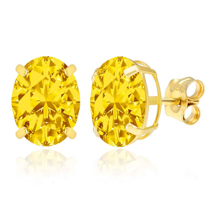 5CTW Birthstone Oval Simulated Gemstone Basket-Set 14K Gold Stud Earrings