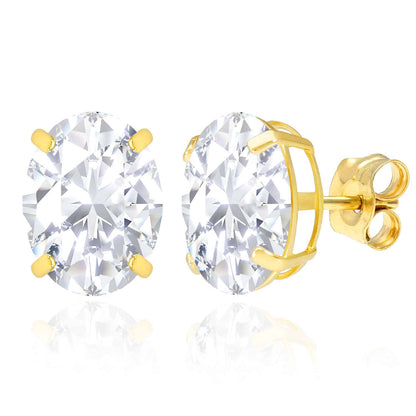5CTW Birthstone Oval Simulated Gemstone Basket-Set 14K Gold Stud Earrings