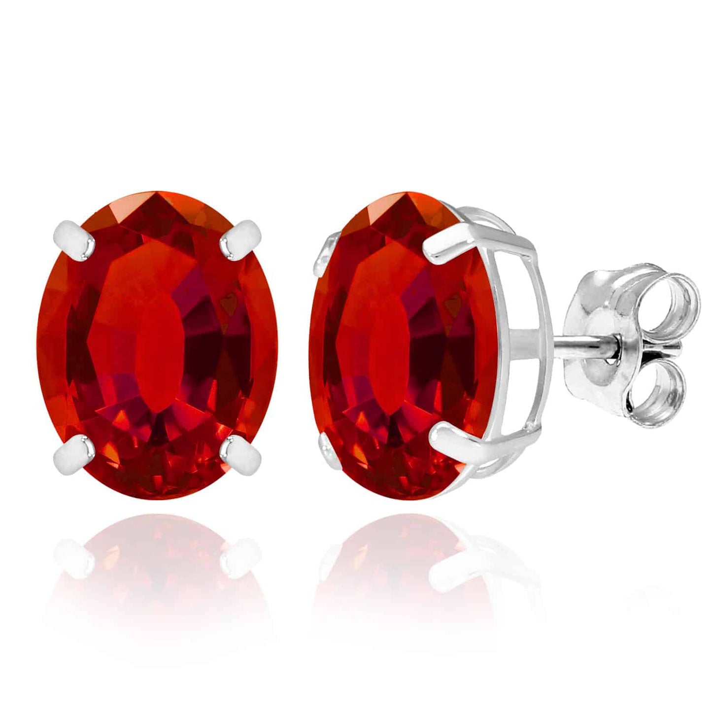 5CTW Birthstone Oval Simulated Gemstone Basket-Set 14K White Gold Stud Earrings