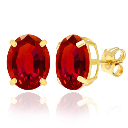5CTW Birthstone Oval Simulated Gemstone Basket-Set 14K Gold Stud Earrings