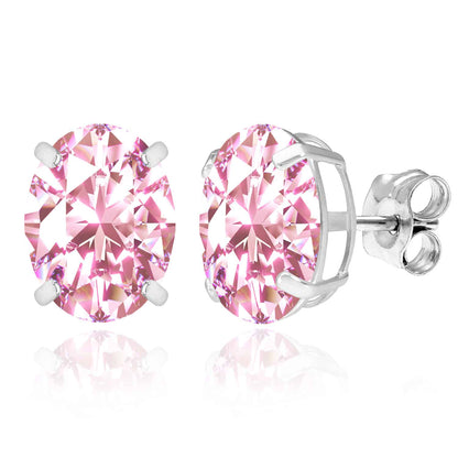 5CTW Birthstone Oval Simulated Gemstone Basket-Set 14K White Gold Stud Earrings