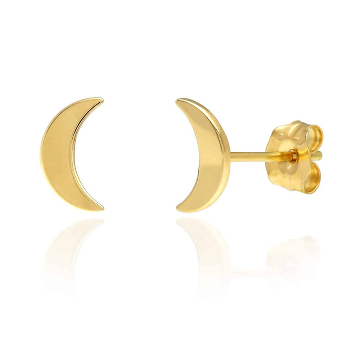 14K Yellow Rose White Gold Half Moon Stud Earrings 0.3"
