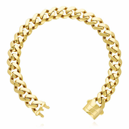 10K Gold 10mm Miami Cuban Bracelet (Hollow) with Fancy Box Clasp 8"