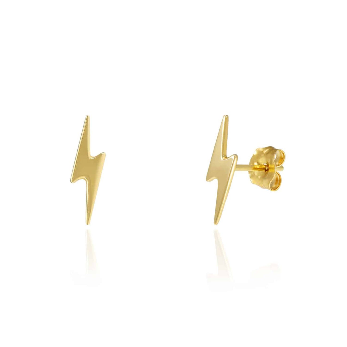 14K Gold Lightning Bolt Stud Earrings 0.3"-0.4"