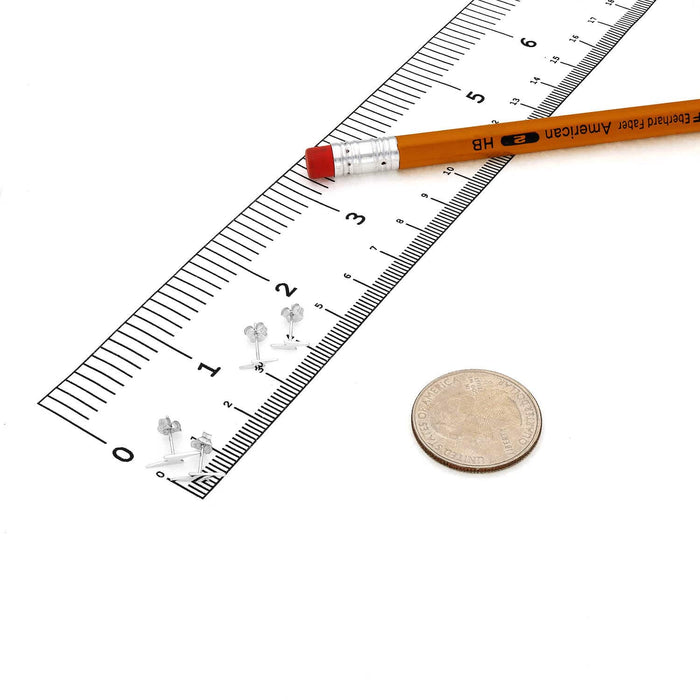 14K White Gold Lightning Bolt Stud Earrings 0.3"-0.4"