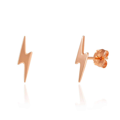 14K Rose Gold Lightning Bolt Stud Earrings 0.3"-0.4"