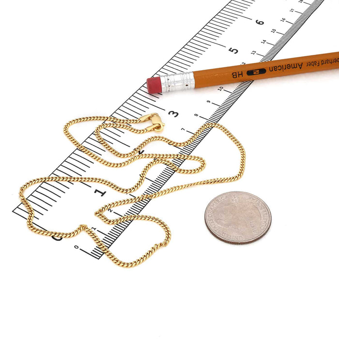 18K Yellow Gold Over Sterling Silver 2mm Miami Cuban Chain (Solid Links) 16"-30"