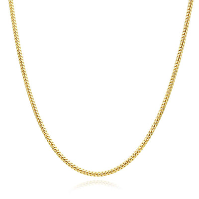 18K Yellow Gold Over Sterling Silver 2mm Miami Cuban Chain (Solid Links) 16"-30"