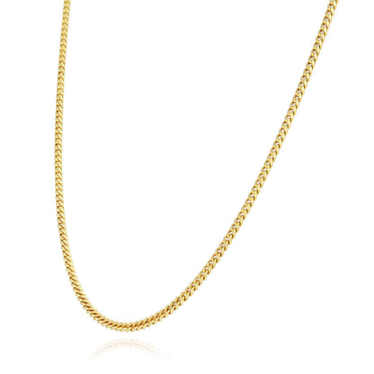 Solid 18K Yellow Gold Over Silver 2mm Miami Cuban Chain Necklace 16"-30"